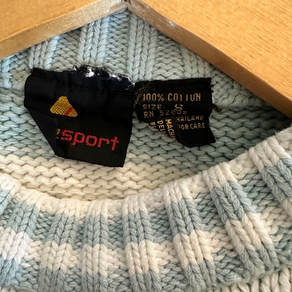 Liz Sport Vintage Striped Cotton Sweater Blue White Size S - Picture 3 of 4